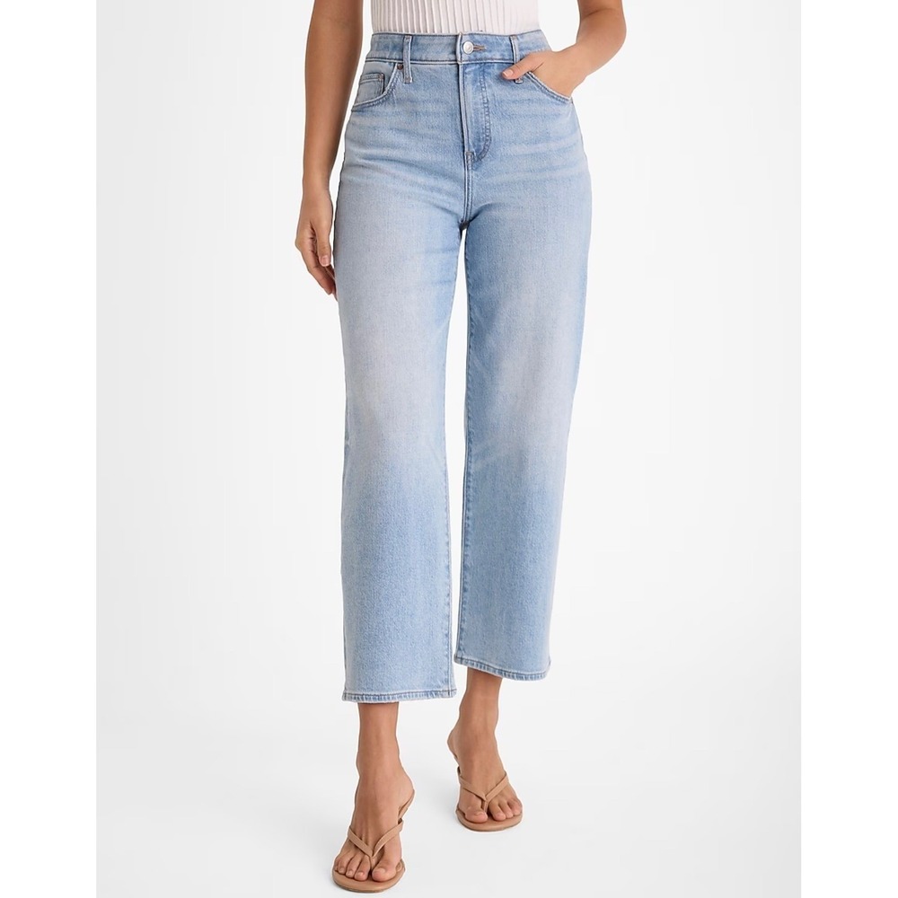 Express Womens Relaxed Straight Ankle High Rise Denim Jeans Size 14R NWT